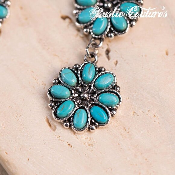 Rustic Couture's Western Turquoise Earrings for Women Statement Western Country - Picture 3 of 7
